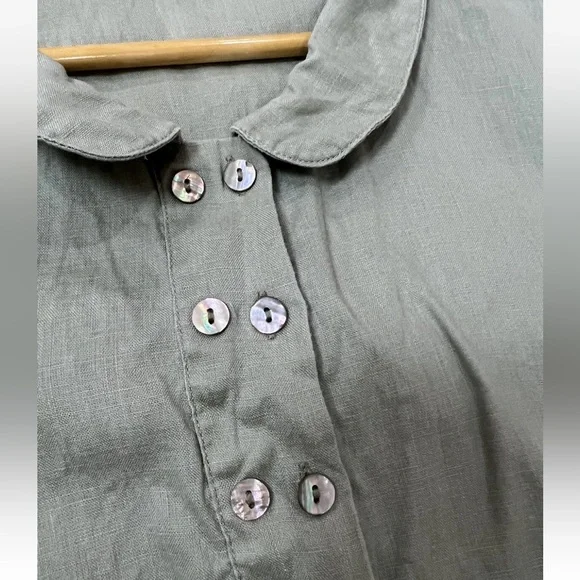 Grae Cove Lagenlook Sage Green Linen Midi Dress, M - Picture 5 of 12